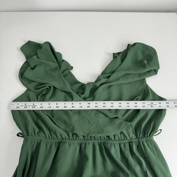 Baltic Born Katya Ruffle Dress Womens XL Green Faux Wrap Maxi Belted Formal - Picture 12 of 15
